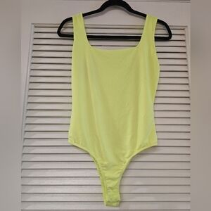 London Rose - Neon Greenish-Yellow Sleeveless Stretch Bodysuit